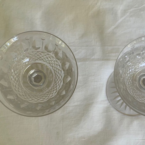 Saint Louis crystal glass set of 9 used, antique Art Deco 1928