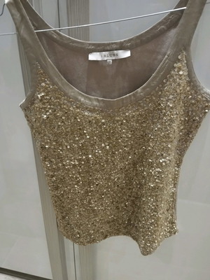 i BLUES blouse used, gold-beige with sequins, size M