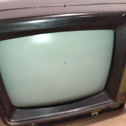 Vintage television used with small screen crack, not working