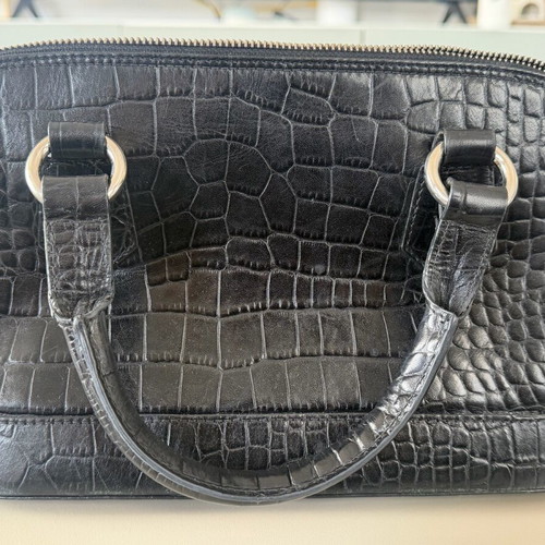 Osprey London leather handbag with crocodile texture black like new