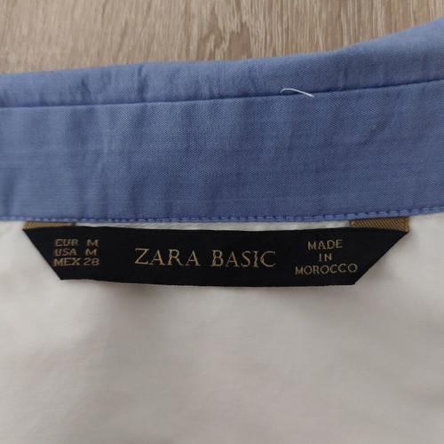 Zara Basic Women's Shirt Medium white with blue collar like new