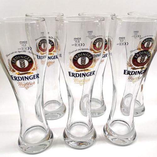 Erdinger Weissbier beer glasses set of 6 used 0.3L