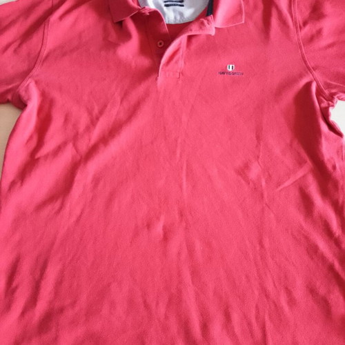 Navy Green men's polo shirt size M like new, red
