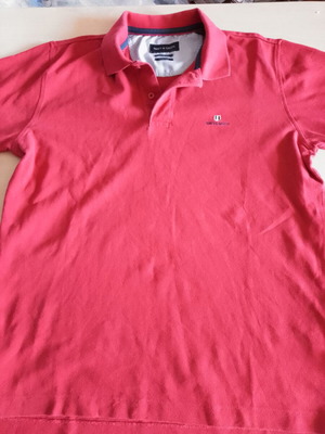 Navy Green men's polo shirt size M like new, red