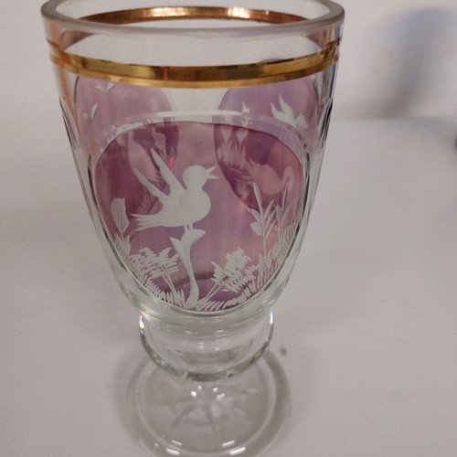 Collectible taillé crystal used 20 cm with gold and double amethyst