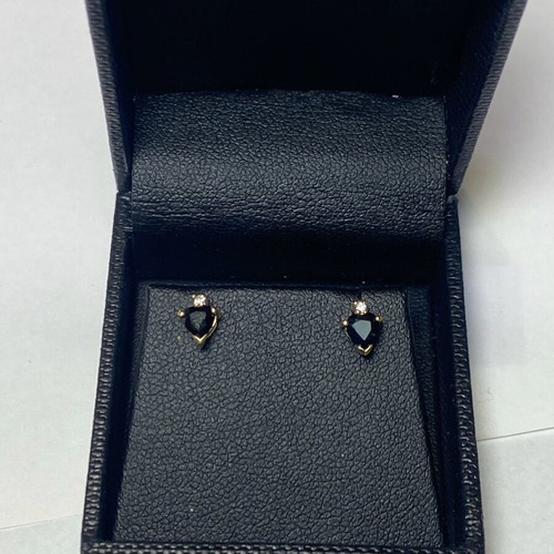 Gold earrings 14k with sapphire new, handmade