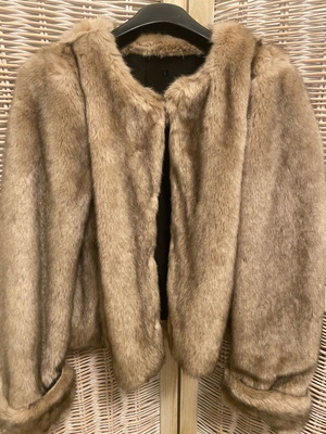 Fur bolero jacket beige like new with cuffed sleeves