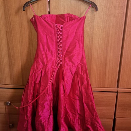 Ysatis dark fuchsia strapless dress with corset and zipper, size 1