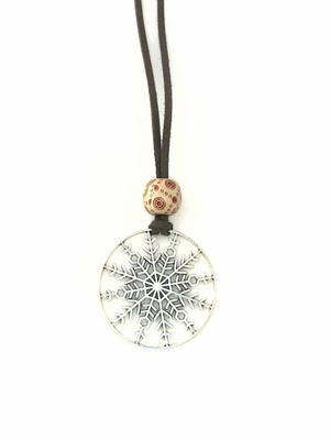 Women's silver snowflake pendant long