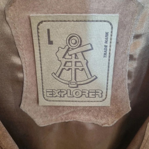 Explorer vintage men's leather vest used, brown with pockets