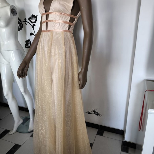 Dress Niki Nikolaidou new, small nude gold tulle evening