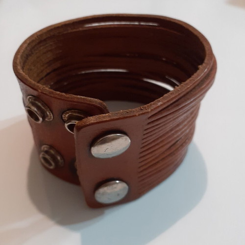 Multi-Strand Leather Cuff Bracelet, brown
