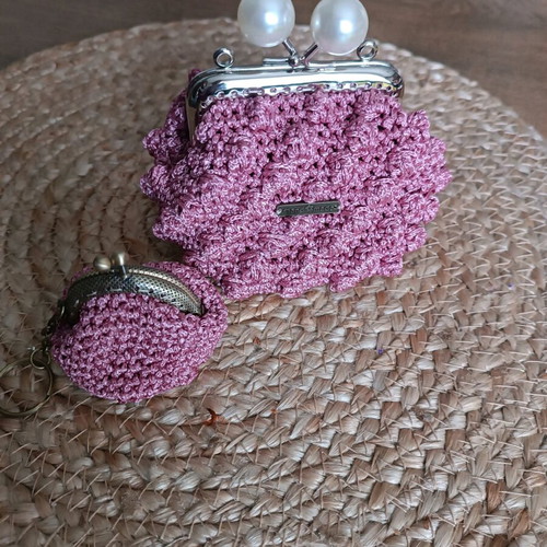 Handmade wallet and keychain wallet set pink new