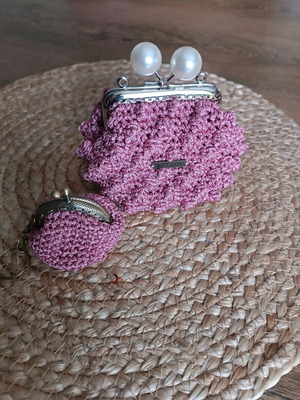 Handmade wallet and keychain wallet set pink new