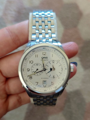 Oris Artelier Chronograph ανδρικό ρολόι σε άριστη κατάσταση, ασημί και λευκό