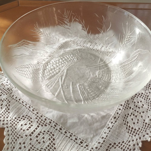 Vintage Duralex France bowl with embossed Harvest design like new