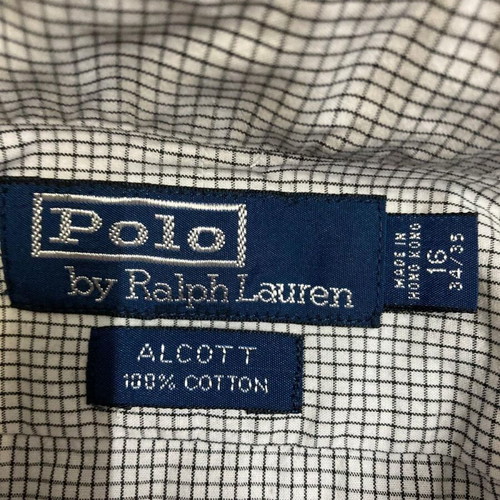 Ralph Lauren Longsleeve Shirt L, white black checked, black pony