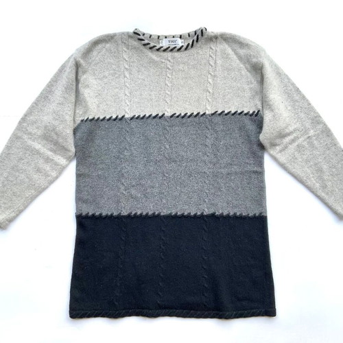 TIGI Oversized Colorblock Wool & Angora Cable Knit Sweater