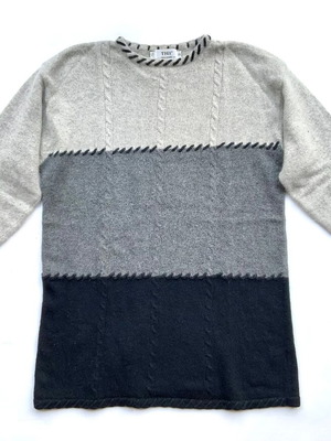 TIGI Oversized Colorblock Wool & Angora Cable Knit Sweater
