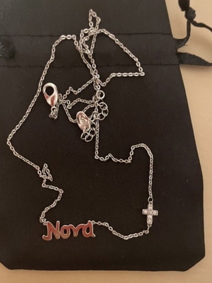 Godmother necklace with small cross stainless steel like new, silver