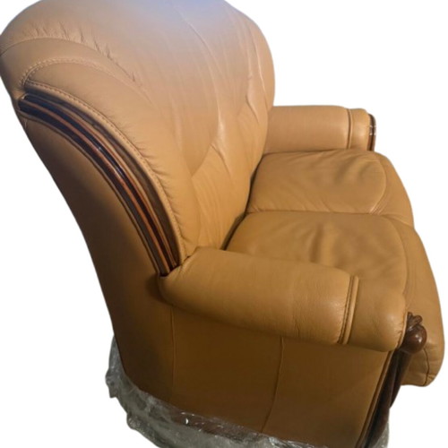Nieri Italian Style Living Room Set with Genuine Leather and Solid Wood