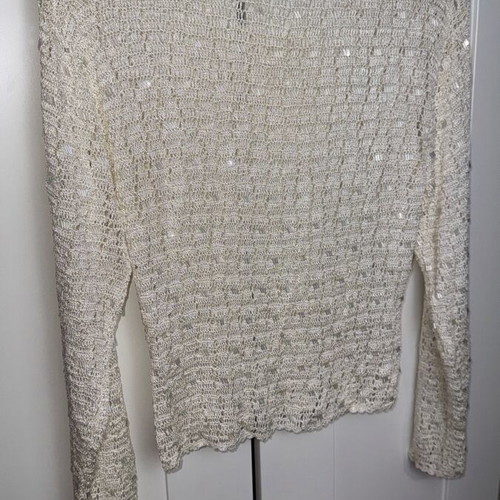 Women's mesh blouse like new, beige gold, summer with sequins