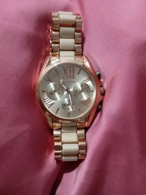 Wristwatch women's used, beige and gold