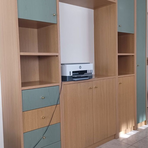 Furniture cabinets shelves drawers new, light walnut wood