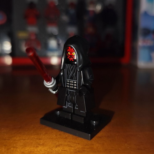 Darth Maul Lego minifigure with double red lightsaber