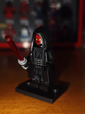 Darth Maul Lego minifigure with double red lightsaber