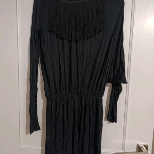 LAK black dress like new with fringes, size S