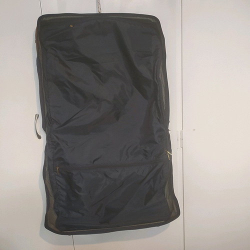 Samsonnite garment bag like new, blue fabric and leather suitcase