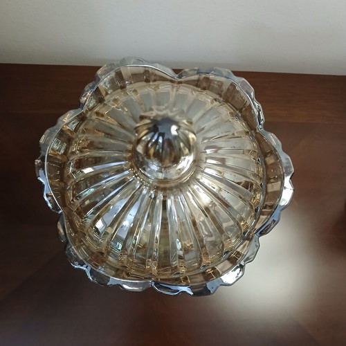 Iridescent crystal fondue pot in excellent condition