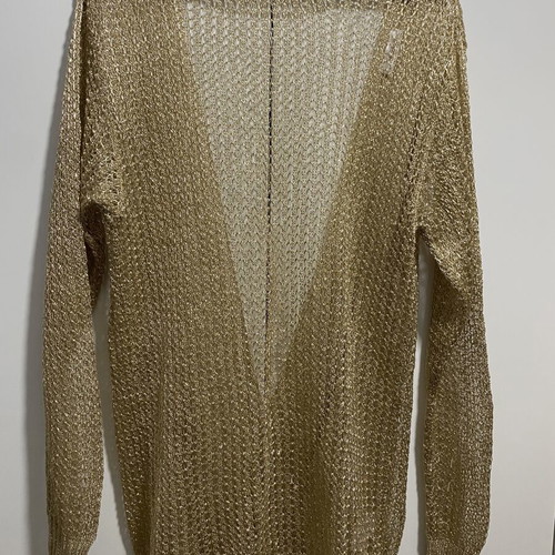 Open Back Perforated Cardigan one size new, gold color