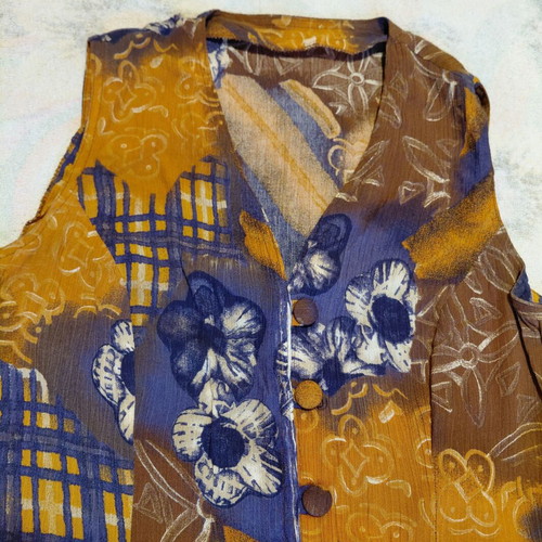 Maxi dress sleeveless in brown and blue, like new