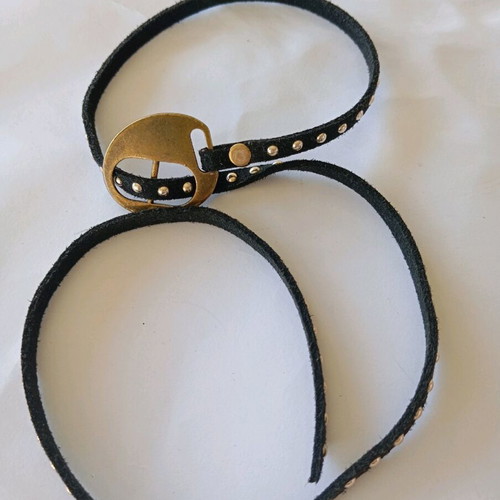 Rock bracelet with black cord and studs adjustable