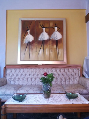 Oil painting like new, triple canvas 1.40x1.39m, dancers motif
