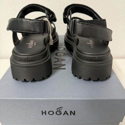 Hogan platform sandals new, black with chunky lug sole