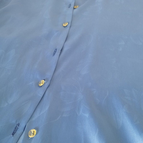 Vintage Satin Shirt electric blue jacquard paisley small medium like new
