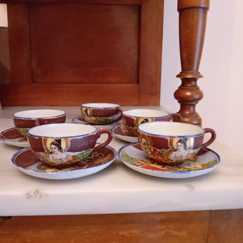 Chinese origin cup set used, 5 pieces, from 1930