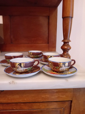 Chinese origin cup set used, 5 pieces, from 1930