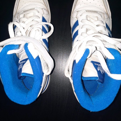 Adidas women's boots like new, athletic style, size 38, white and blue