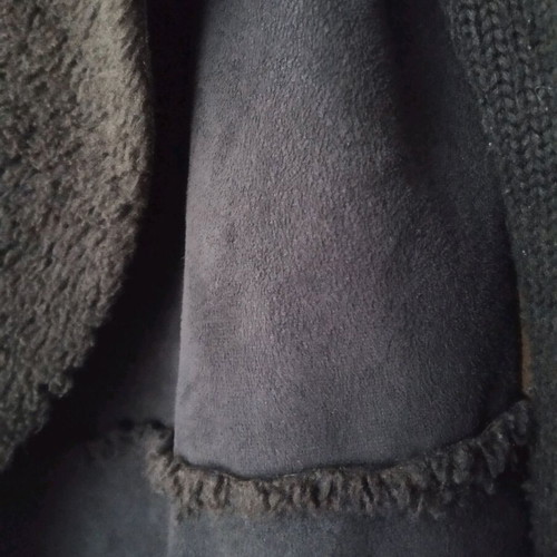 Long knitted cardigan used with leather look Stradivarius black, size S