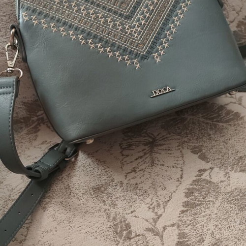 Doca crossbody bag like new, blue with embroidered pattern