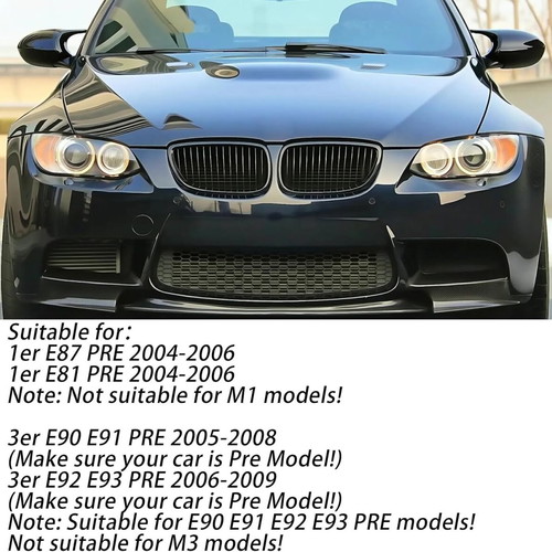 BMW M3 Style Gloss Black Side Mirror Covers for 3 Series E90 2005–2009