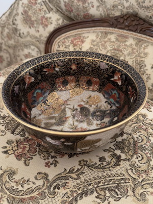 Satsuma hand painted bowl new, large heavy Chinese