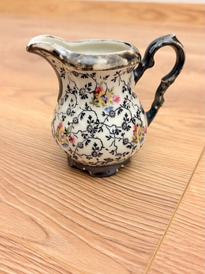 Small vintage Bavaria porcelain jug used with silver decoration
