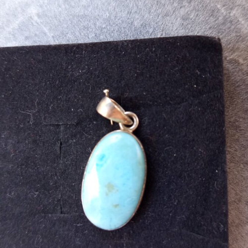 Silver pendant with larimar energy crystal new, turquoise
