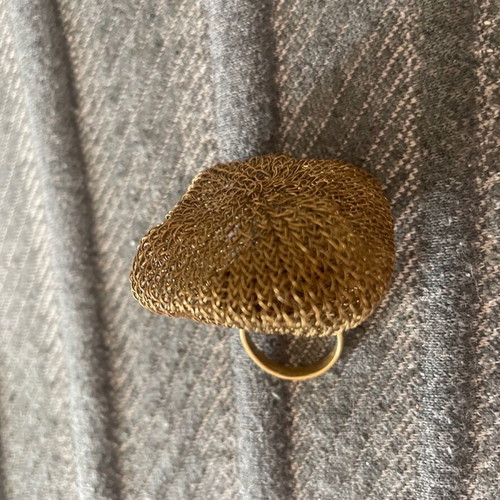 Soninke French Large Cooper Ring with Traditional Woven Design
