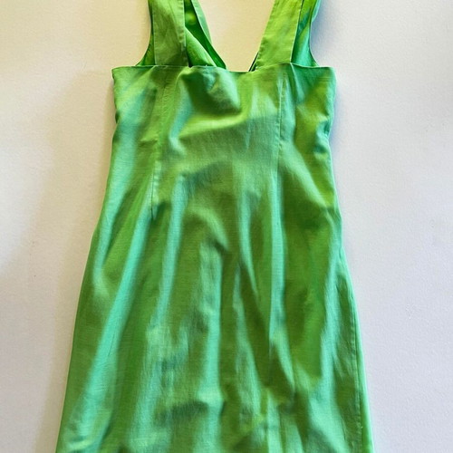 French wrap dress green, like new, cotton, size S/M
